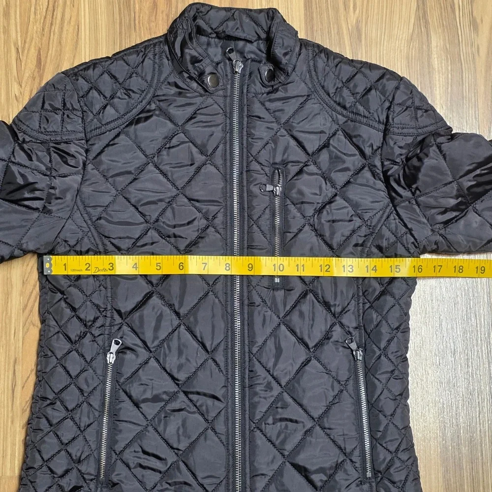 Banana Republic Quilted Moto Jacket Women's Size XS Black Full Zip‎ Snap Collar